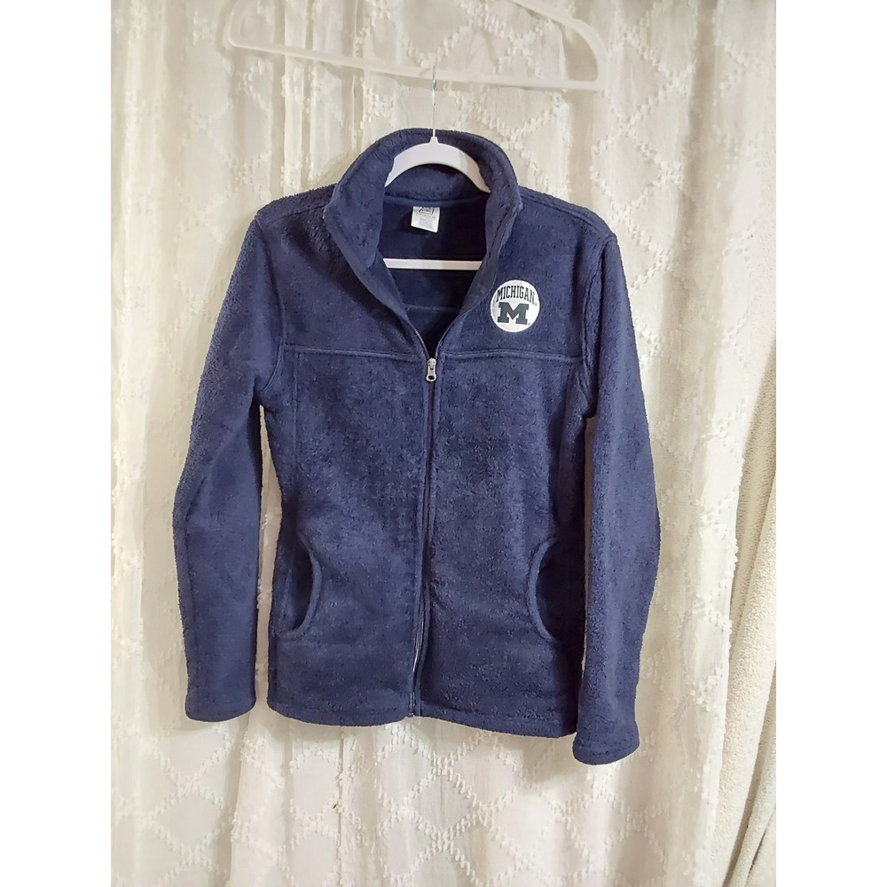 Proedge Michigan Wolverines Navy Blue Full Zip Fleece Jacket Womens Medium 8/10